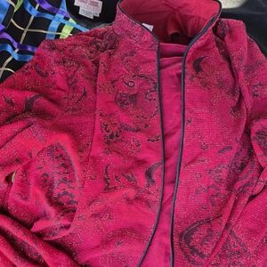 Vibrant Red Women's Blazer with Black Accents